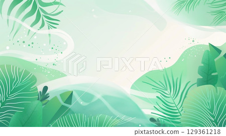 Green summer background illustration with abstract plant pattern Green summer background illustration with abstract plant pattern 129361218