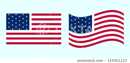 American flag icon vector illustration. American flag symbol. American flag icon vector illustration. American flag symbol. 129361223