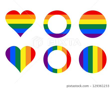 LGBT circle gay rainbow heart symbol homosexual pride banner. Gay pride frames icon. Rainbow heart vector 129361233