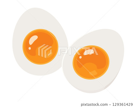 Illustration material of a soft-boiled egg cut in half Illustration material of a soft-boiled egg cut in half 129361429