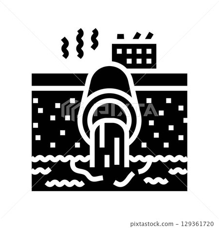 hot water release into ocean glyph icon vector illustration hot water release into ocean glyph icon vector illustration 129361720