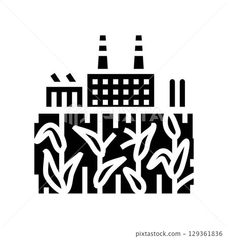 contaminated food crops region high industrial pollution glyph icon vector illustration 129361836