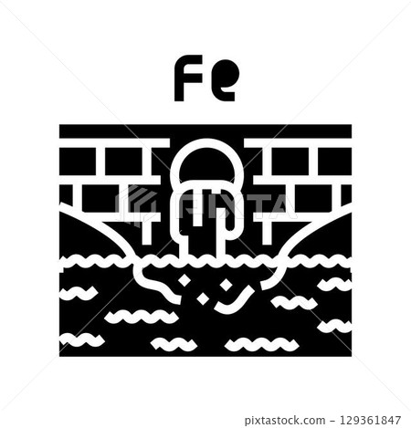 iron rich waste polluting local water bodies glyph icon vector illustration iron rich waste polluting local water bodies glyph icon vector illustration 129361847