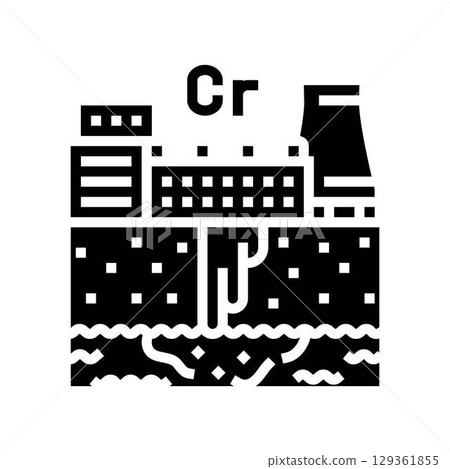 chromium contaminated groundwater factory site glyph icon vector illustration 129361855