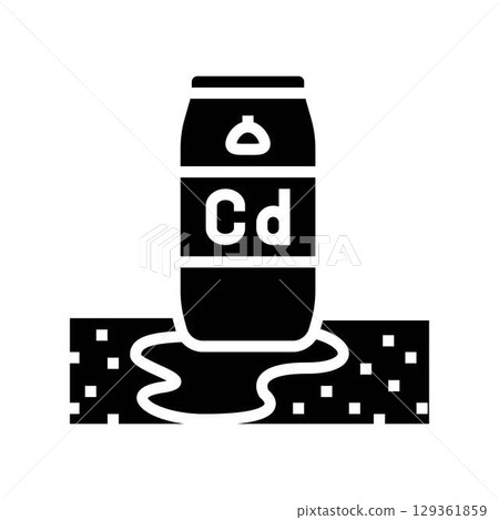 leaking barrels cadmium contaminating soil glyph icon vector illustration 129361859