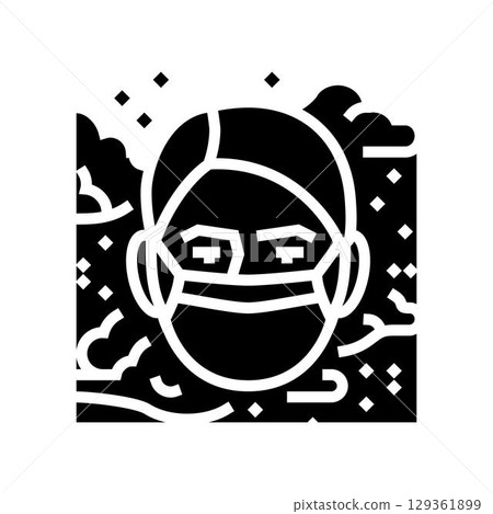 person wearing face mask dirty air pollution glyph icon vector illustration 129361899