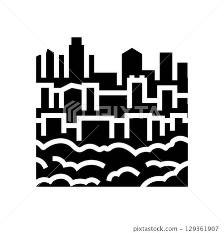 city skyline under dense haze air pollution glyph icon vector illustration 129361907