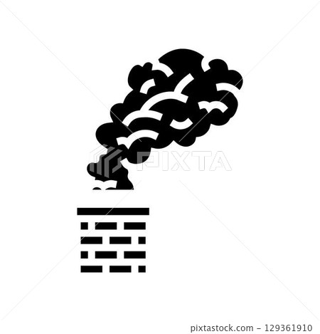 household chimney emitting smoke glyph icon vector illustration 129361910