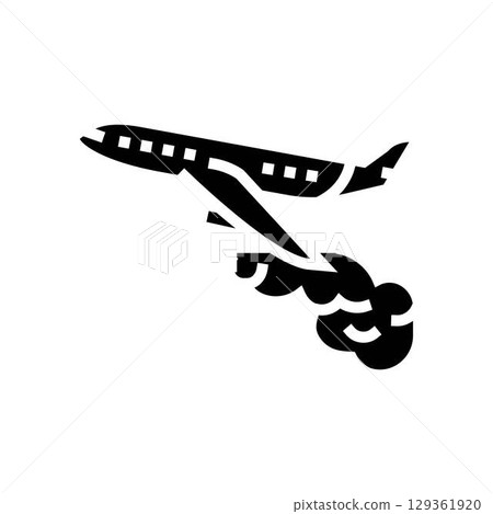 airplane leaving trail air pollution glyph icon vector illustration airplane leaving trail air pollution glyph icon vector illustration 129361920
