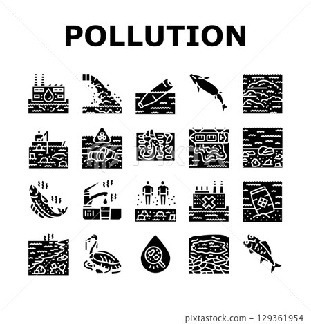 water pollution contamination icons set vector water pollution contamination icons set vector 129361954