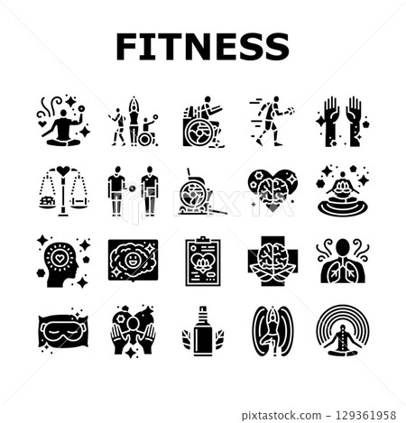 inclusive holistic fitness icons set vector 129361958