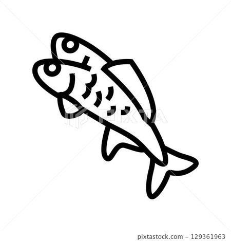 mutated fish deformities line icon vector illustration 129361963
