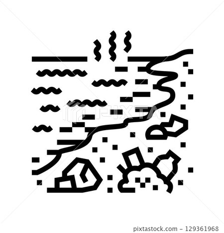 rotting garbage riverbank line icon vector illustration rotting garbage riverbank line icon vector illustration 129361968