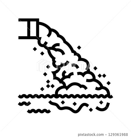 drain pipe releasing dirty water lake line icon vector illustration 129361988