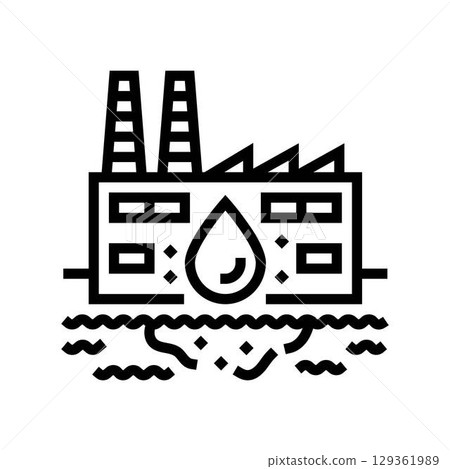 factory discharging waste river line icon vector illustration 129361989