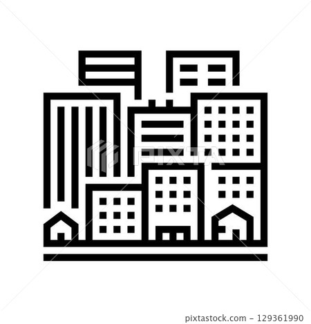 urban housing complex urbanization line icon vector illustration 129361990