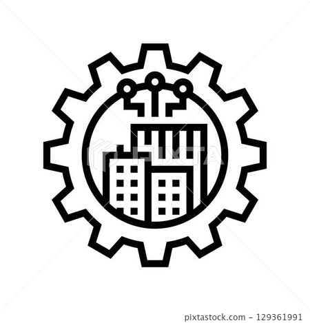 city infrastructure urbanization line icon vector illustration 129361991