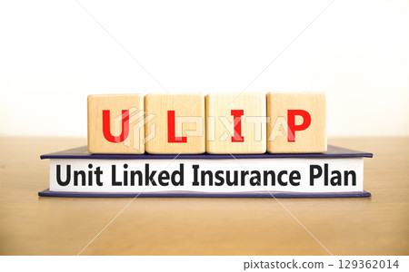 ULIP Unit Linked Insurance Plan symbol. Concept word ULIP Unit Linked Insurance Plan on beautiful blocks. Beautiful white background. Business ULIP Unit Linked Insurance Plan concept. Copy space. 129362014