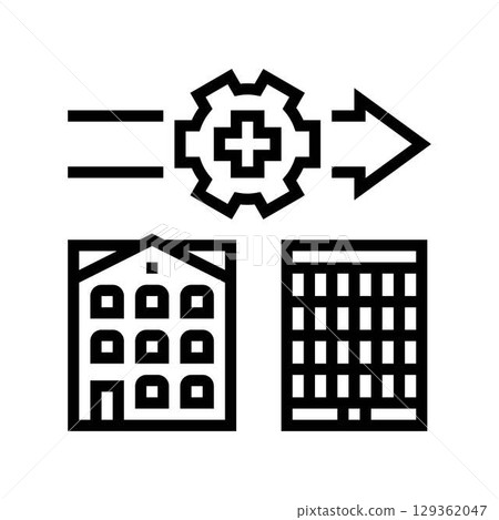 gentrification urbanization line icon vector illustration gentrification urbanization line icon vector illustration 129362047