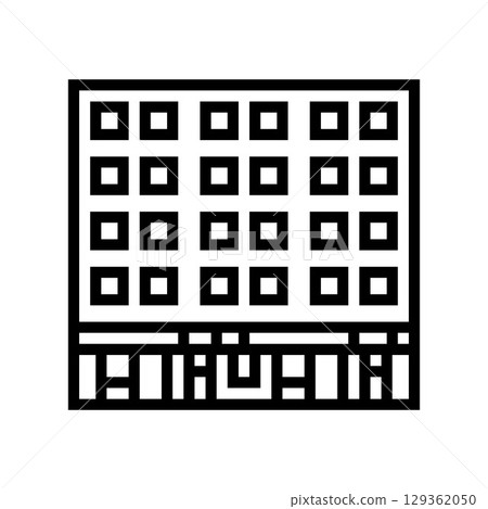 mixed use buildings urbanization line icon vector illustration 129362050