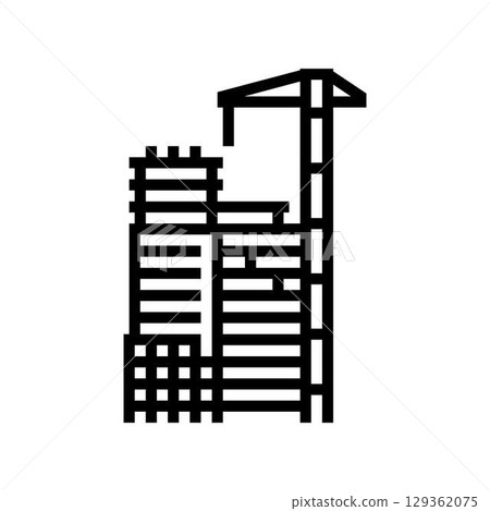 skyscraper under construction line icon vector illustration skyscraper under construction line icon vector illustration 129362075