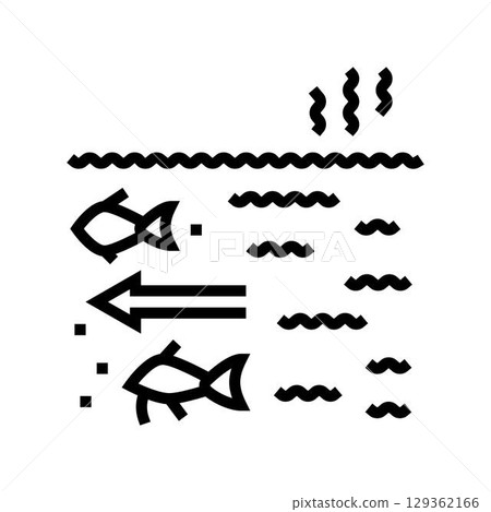 fish migration disruption pollution line icon vector illustration fish migration disruption pollution line icon vector illustration 129362166