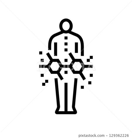 human nervous system showing pcb damage zones line icon vector illustration 129362226
