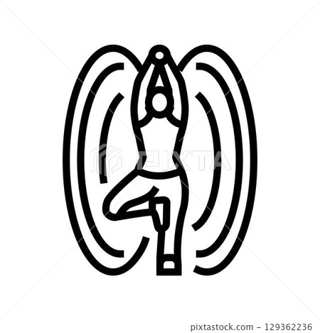 stretching pose energy circles line icon vector illustration 129362236