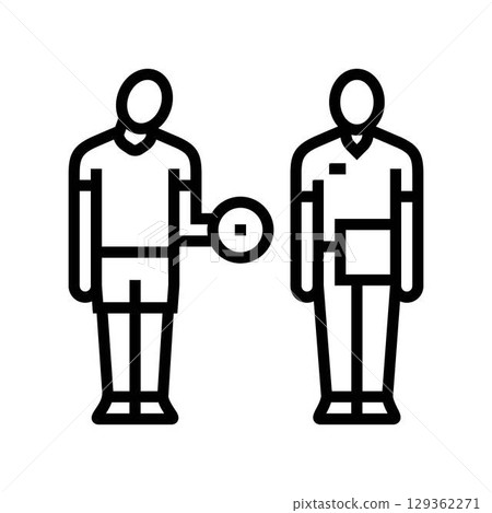 supportive coach trainer helping line icon vector illustration 129362271