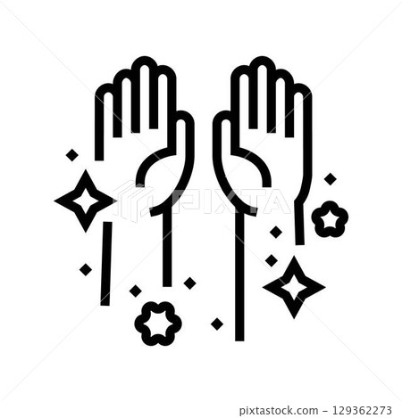 hands raised inclusive fitness line icon vector illustration hands raised inclusive fitness line icon vector illustration 129362273