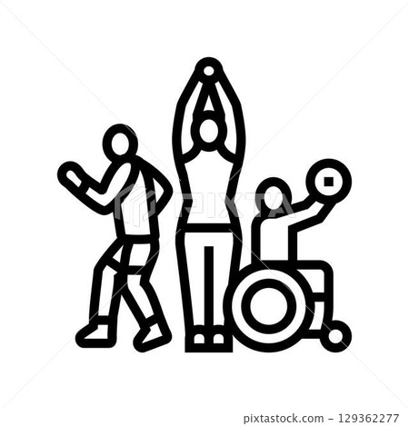 diverse group people exercising line icon vector illustration diverse group people exercising line icon vector illustration 129362277