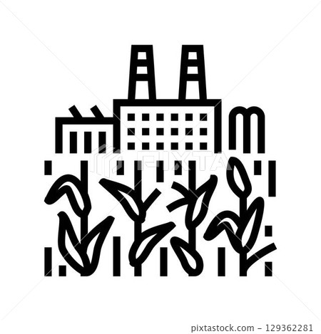 contaminated food crops region high industrial pollution line icon vector illustration contaminated food crops region high industrial pollution line icon vector illustration 129362281