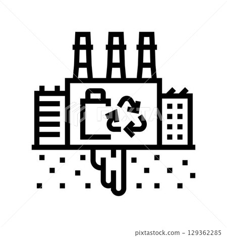 toxic waste battery recycling plant contaminating land line icon vector illustration toxic waste battery recycling plant contaminating land line icon vector illustration 129362285