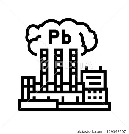 lead smelter emitting toxic fumes air line icon vector illustration 129362307