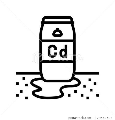 leaking barrels cadmium contaminating soil line icon vector illustration 129362308