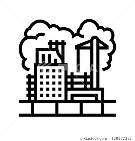 construction site raising dust clouds line icon vector illustration construction site raising dust clouds line icon vector illustration 129362352