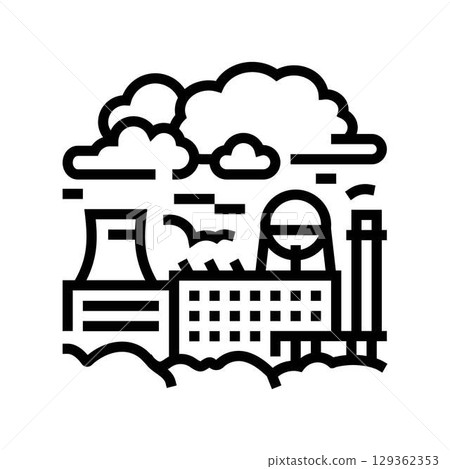 industrial zone covered heavy smog line icon vector illustration industrial zone covered heavy smog line icon vector illustration 129362353