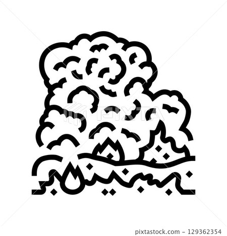 burning garbage dark smoke air pollution line icon vector illustration 129362354