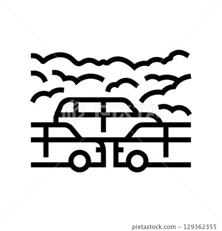 traffic jam smog above vehicles line icon vector illustration traffic jam smog above vehicles line icon vector illustration 129362355