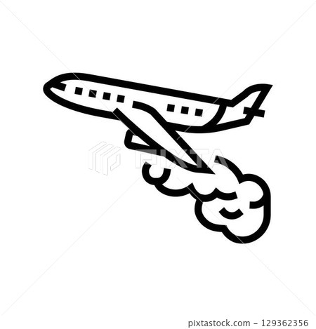 airplane leaving trail air pollution line icon vector illustration airplane leaving trail air pollution line icon vector illustration 129362356