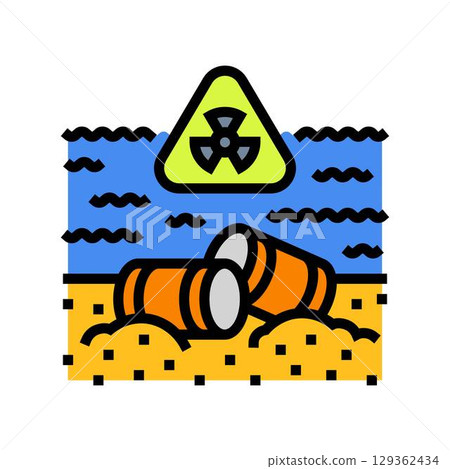 toxic waste barrels shoreline color icon vector illustration toxic waste barrels shoreline color icon vector illustration 129362434