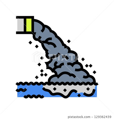drain pipe releasing dirty water lake color icon vector illustration drain pipe releasing dirty water lake color icon vector illustration 129362439