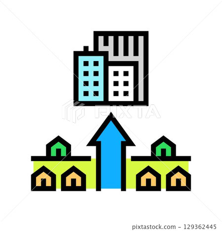 urban migration arrows color icon vector illustration urban migration arrows color icon vector illustration 129362445