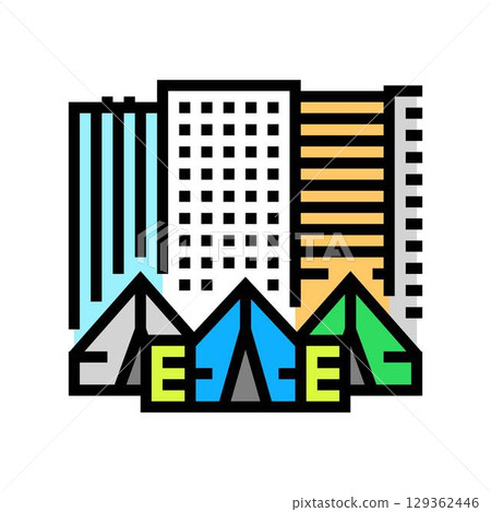 homelessness urban area urbanization color icon vector illustration homelessness urban area urbanization color icon vector illustration 129362446