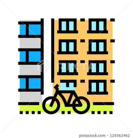 bicycle lane city urbanization color icon vector illustration 129362462