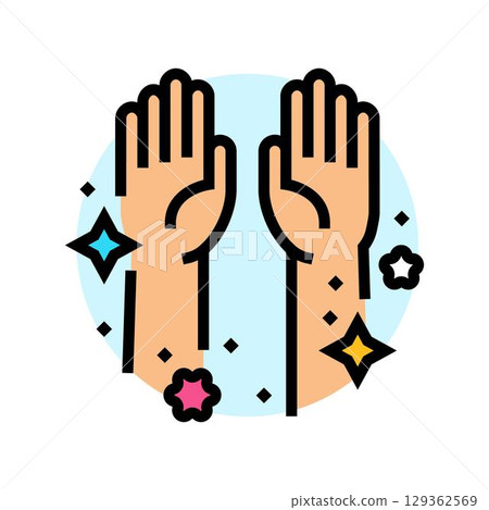 hands raised inclusive fitness color icon vector illustration 129362569