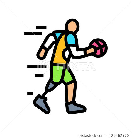 disabled athlete action inclusive fitness color icon vector illustration 129362570