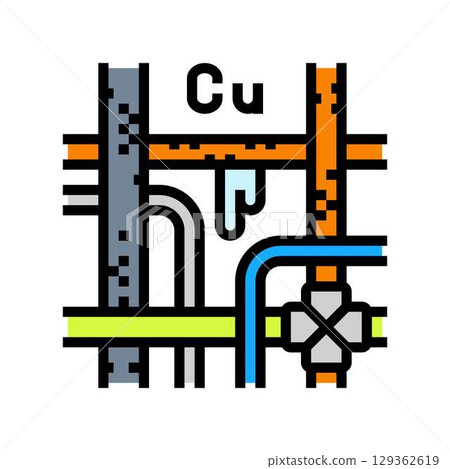 rusted copper pipes leaking heavy metals water supply color icon vector illustration rusted copper pipes leaking heavy metals water supply color icon vector illustration 129362619