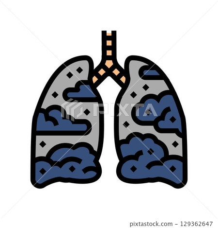 lungs filled smoke soot air pollution color icon vector illustration 129362647