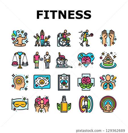 inclusive holistic fitness icons set vector inclusive holistic fitness icons set vector 129362689